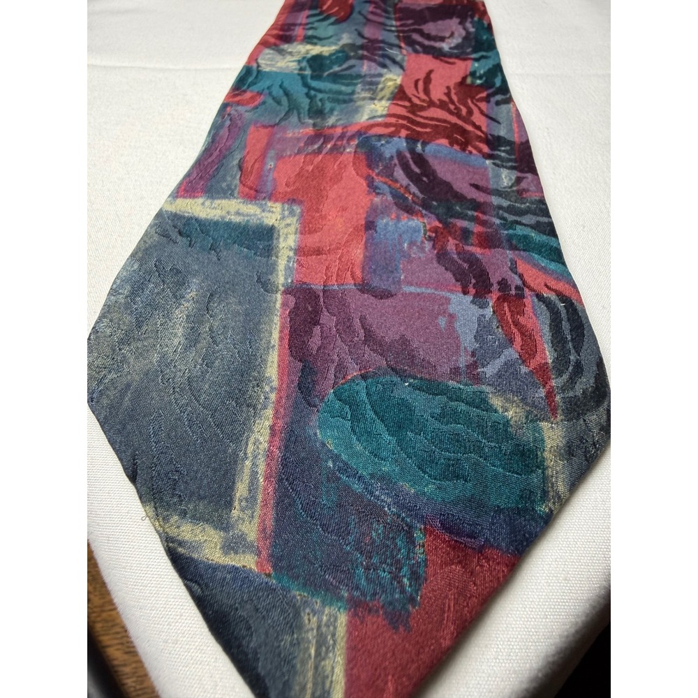 Pertini Abstract Geometric Silk Necktie Mens Tie‎